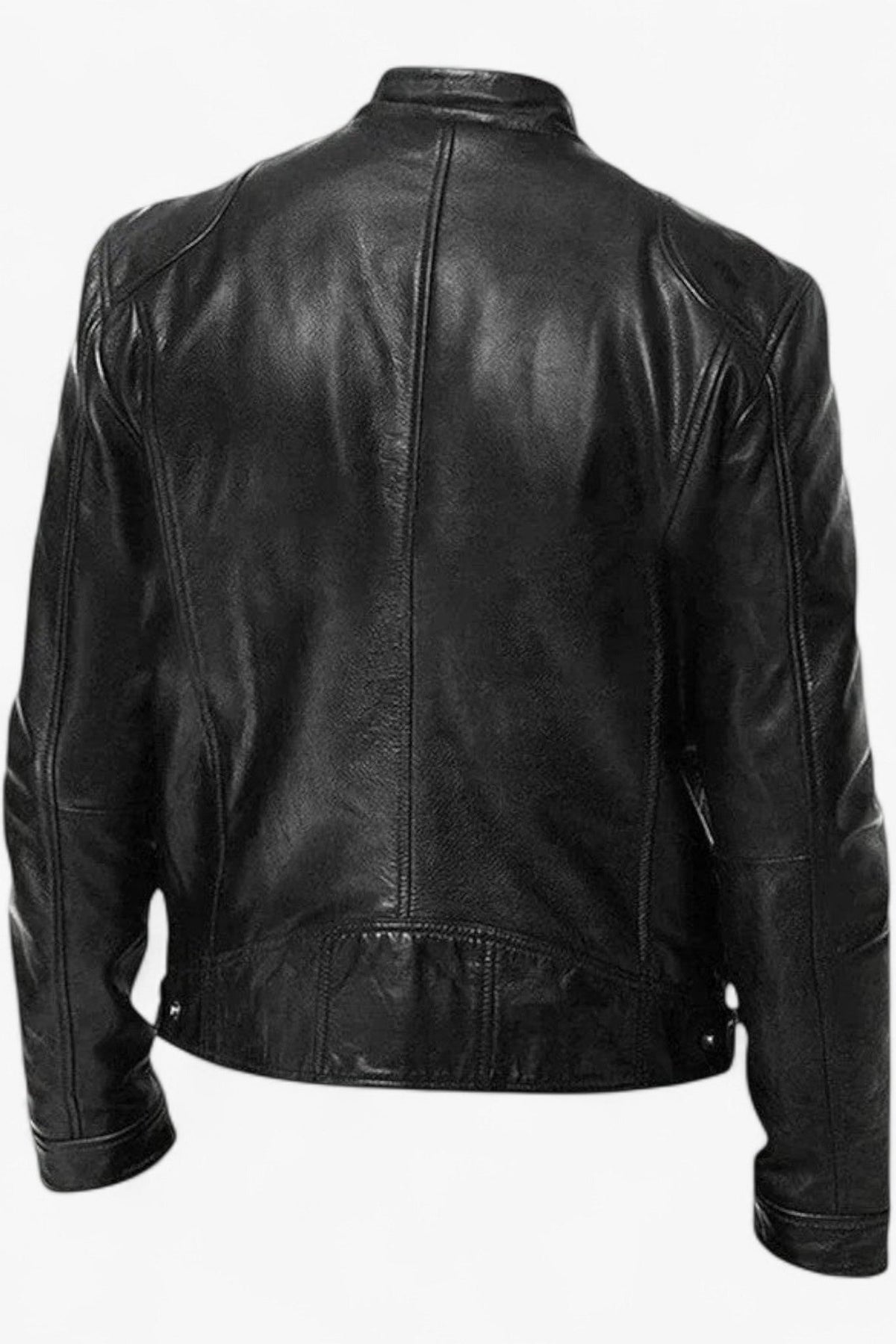 Men's Faux Leather Snap-Collar Moto Jacket