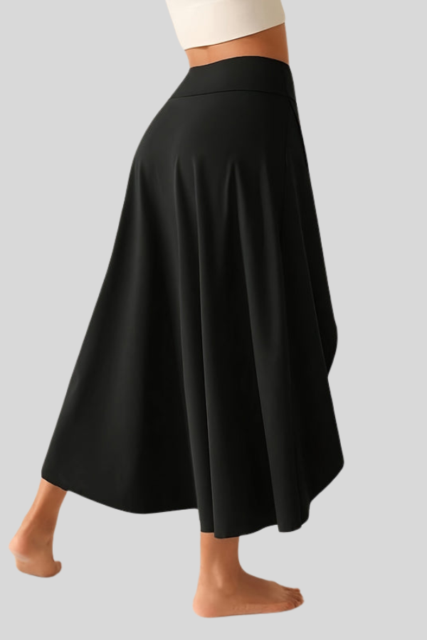 High-Waisted Satin Side Slit Midi Skirt