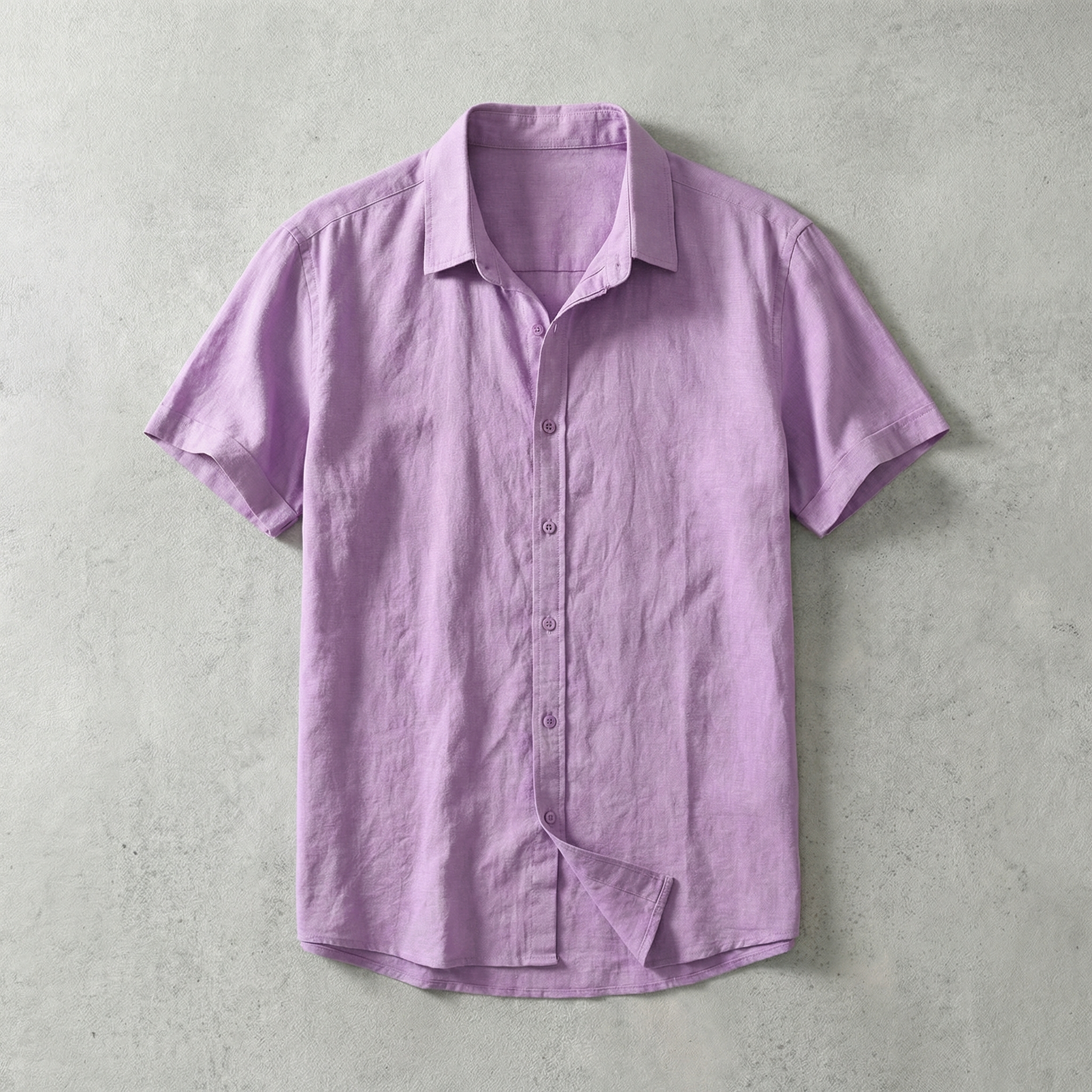 Short Sleeve Cotton Shirt with Classic Collar