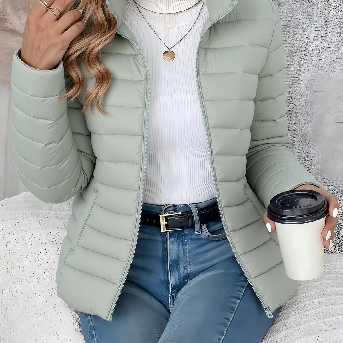 Women’s Lightweight Quilted Stand Collar Puffer Jacket
