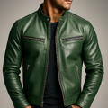 Men's Faux Leather Stand Collar Moto Jacket
