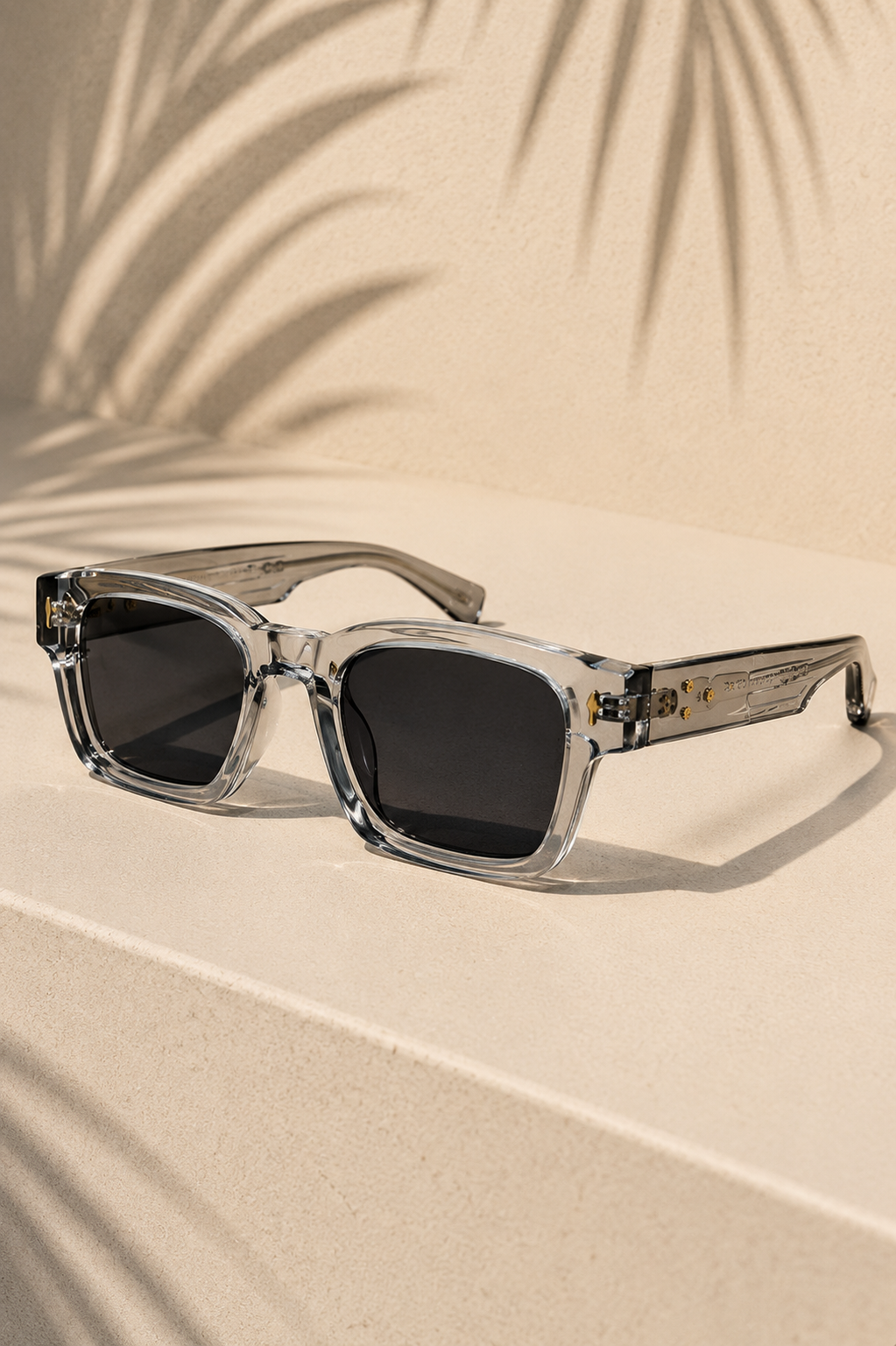 Clear Frame Square Sunglasses with Gradient Lens
