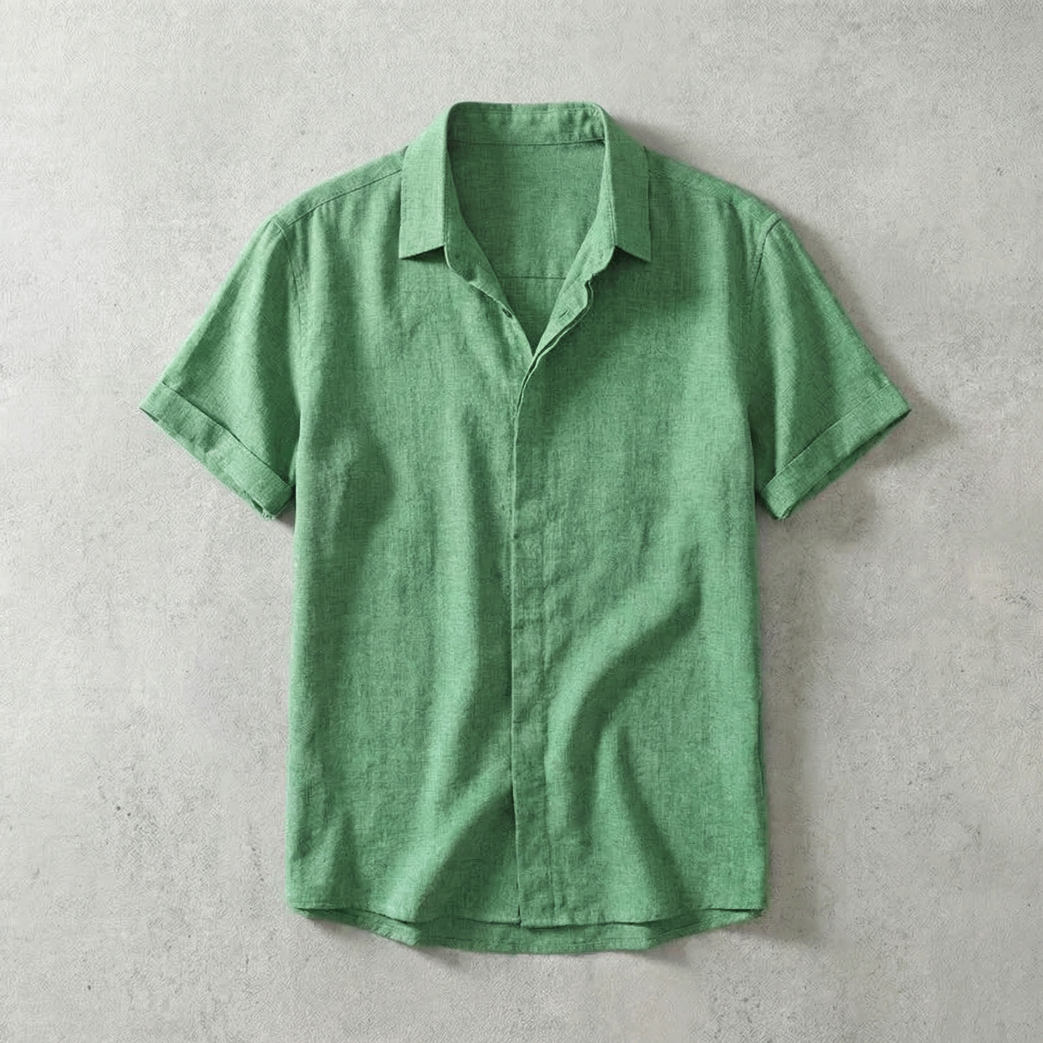 Short Sleeve Cotton Shirt with Classic Collar
