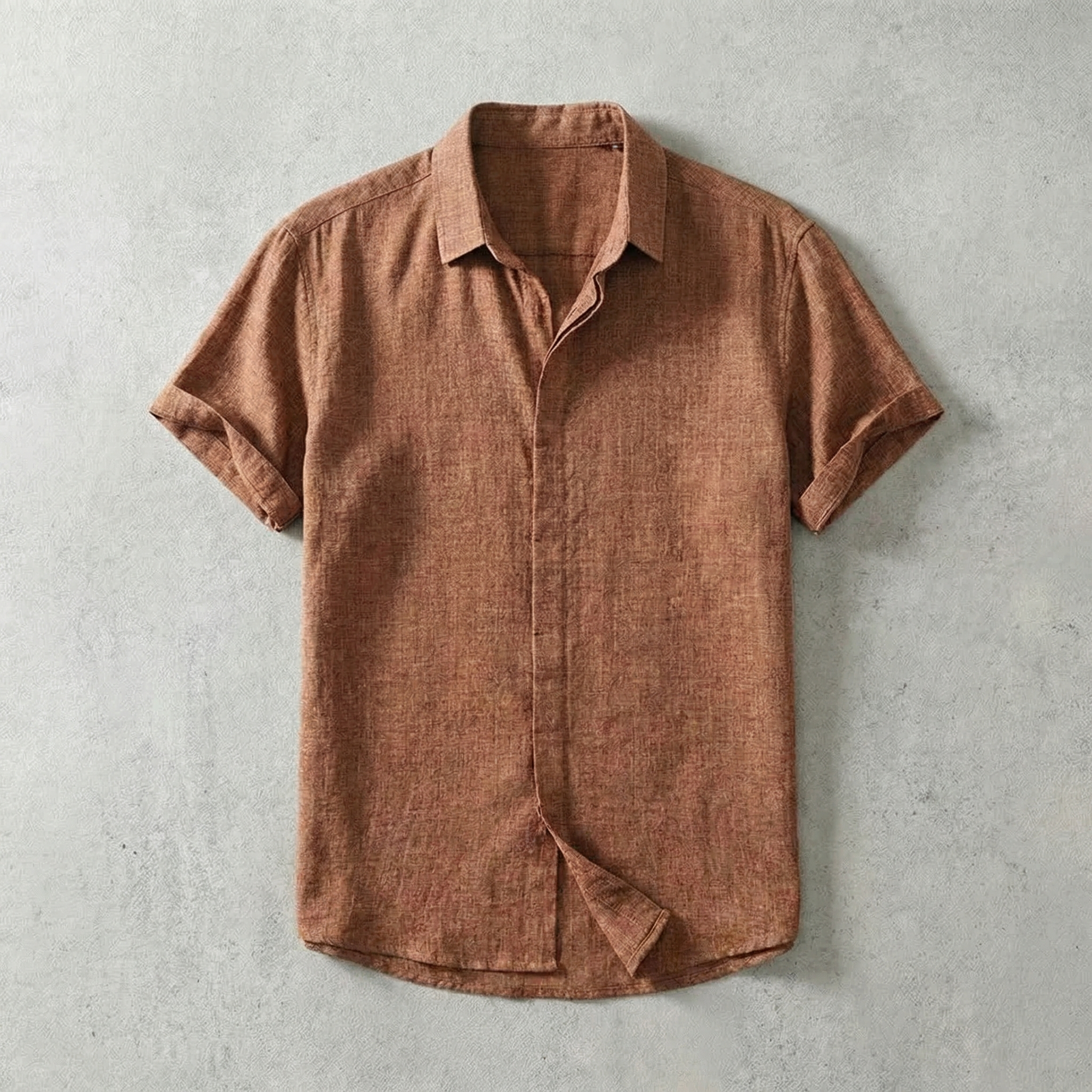 Short Sleeve Cotton Shirt with Classic Collar