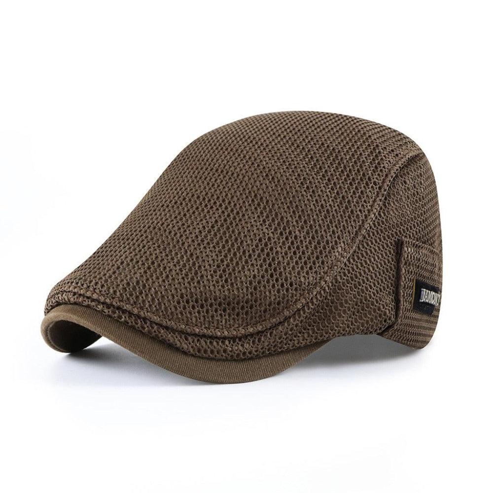 Breathable Mesh Newsboy Cap with Structured Panel Design