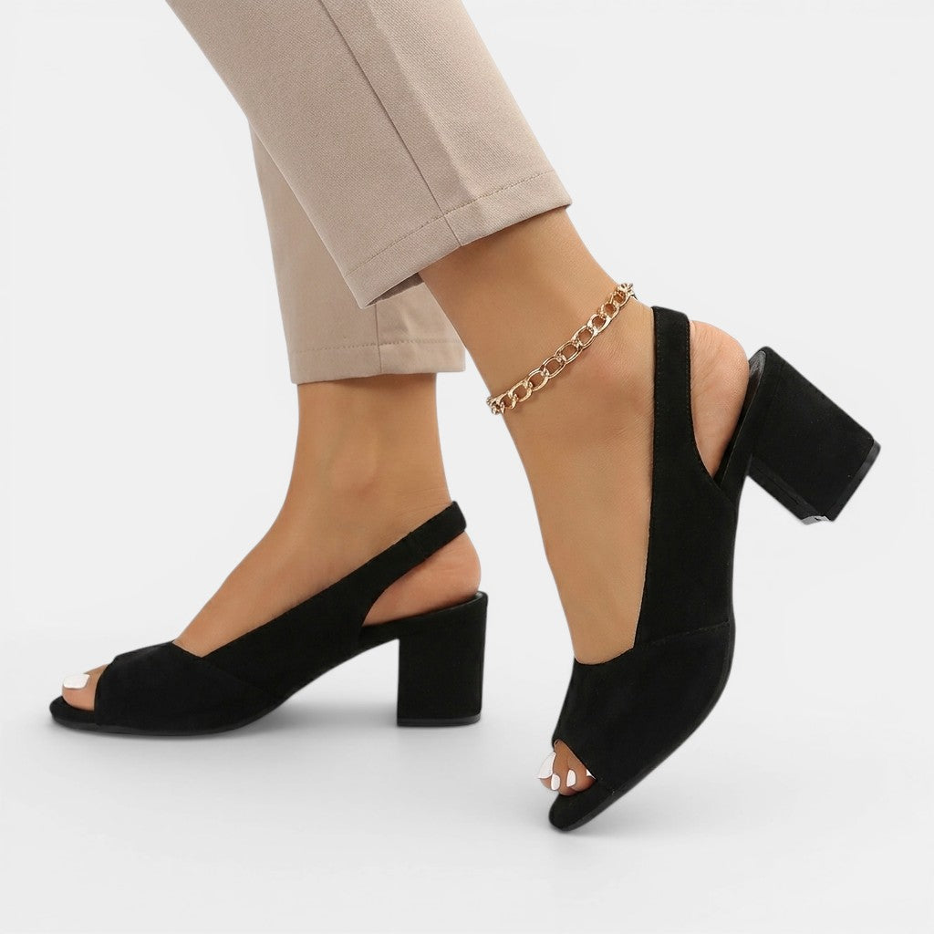 Colour Block Slingback Block Heel Sandals