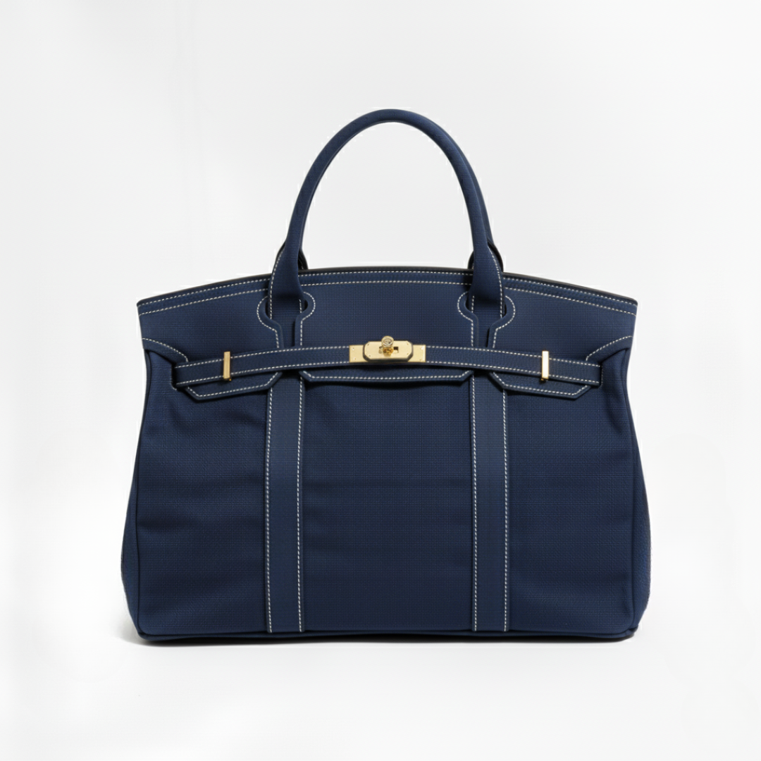 Women's Canvas Turn-Lock Top Handle Tote Bag