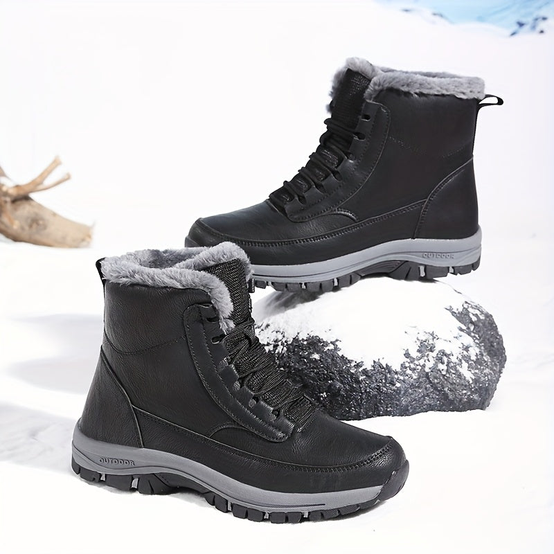 Women's Faux Fur Lined Lace-Up Hiking Snow Boots