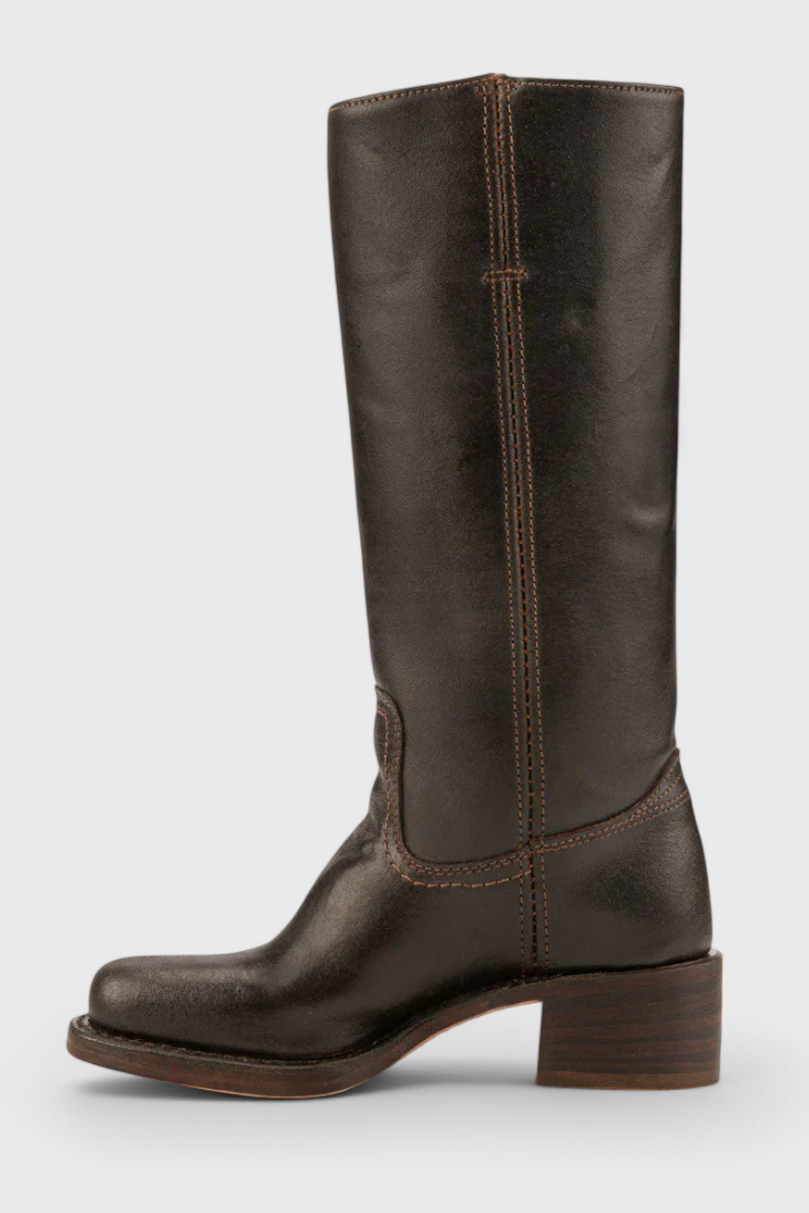 Women's Knee-High Boots with Stacked Block Heel