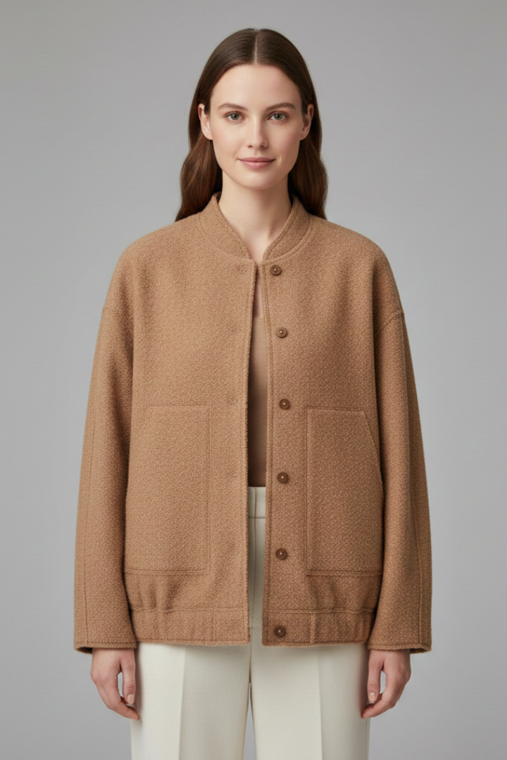 Women's Oversized Wool-Look Bomber Jacket