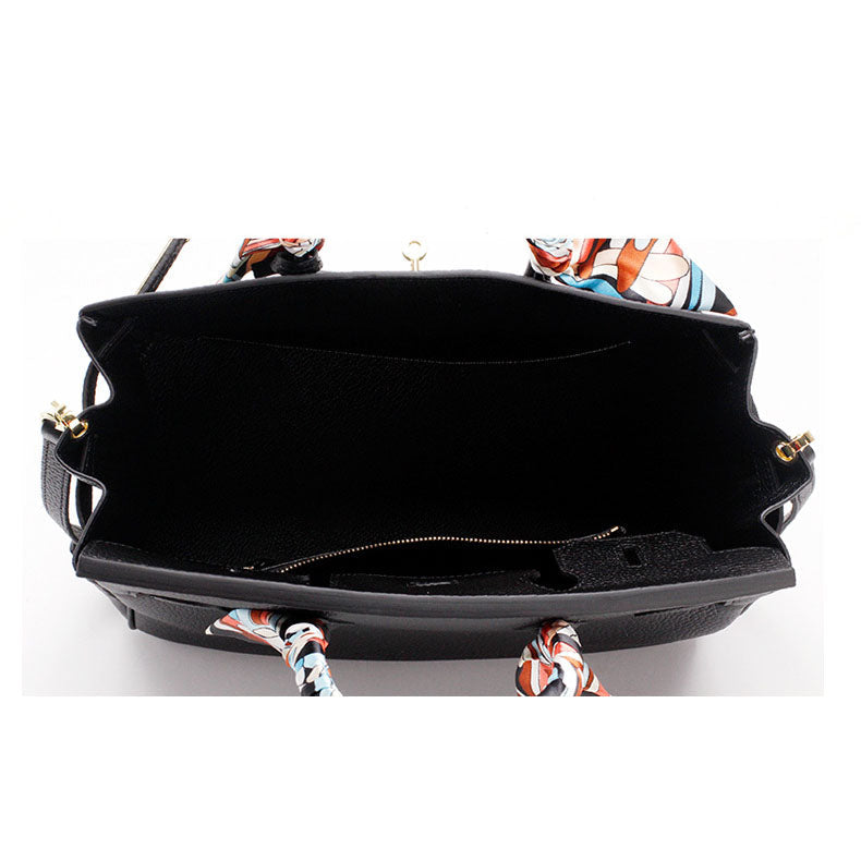 Structured Turn-Lock Tote Bag with Padlock Detail
