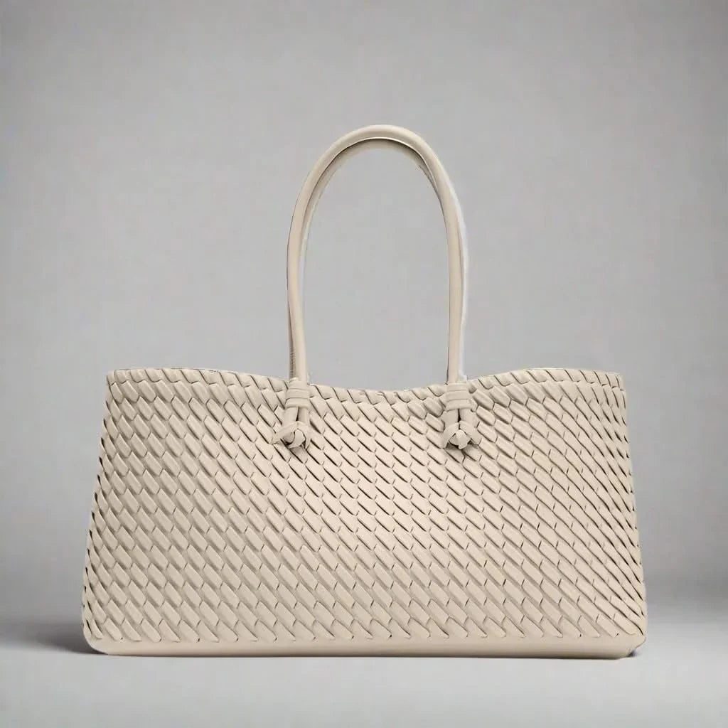 Women's Woven Leather Structured Tote Bag