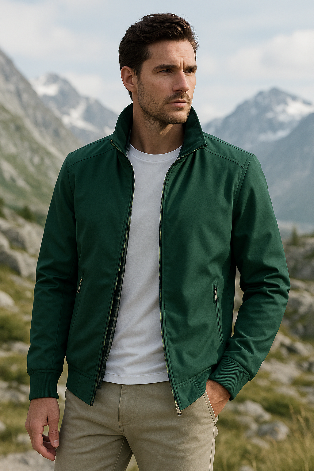 Men's Lightweight Windproof Stand Collar Jacket