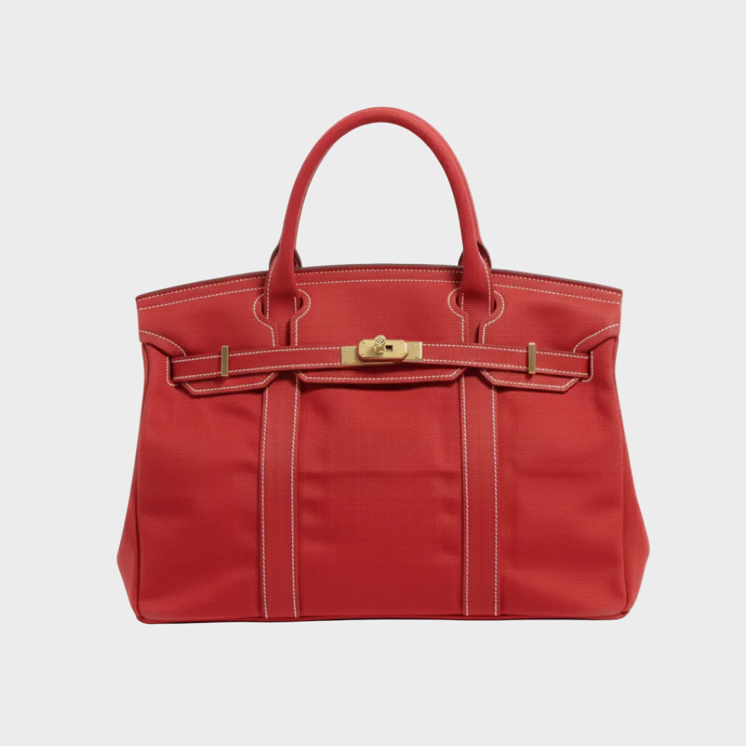 Women's Canvas Turn-Lock Top Handle Tote Bag
