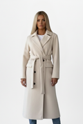 Long trench-coat pour femme, croisé à double boutonnage et ceinturé