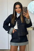 Women's Cropped Snap Button Denim Jacket