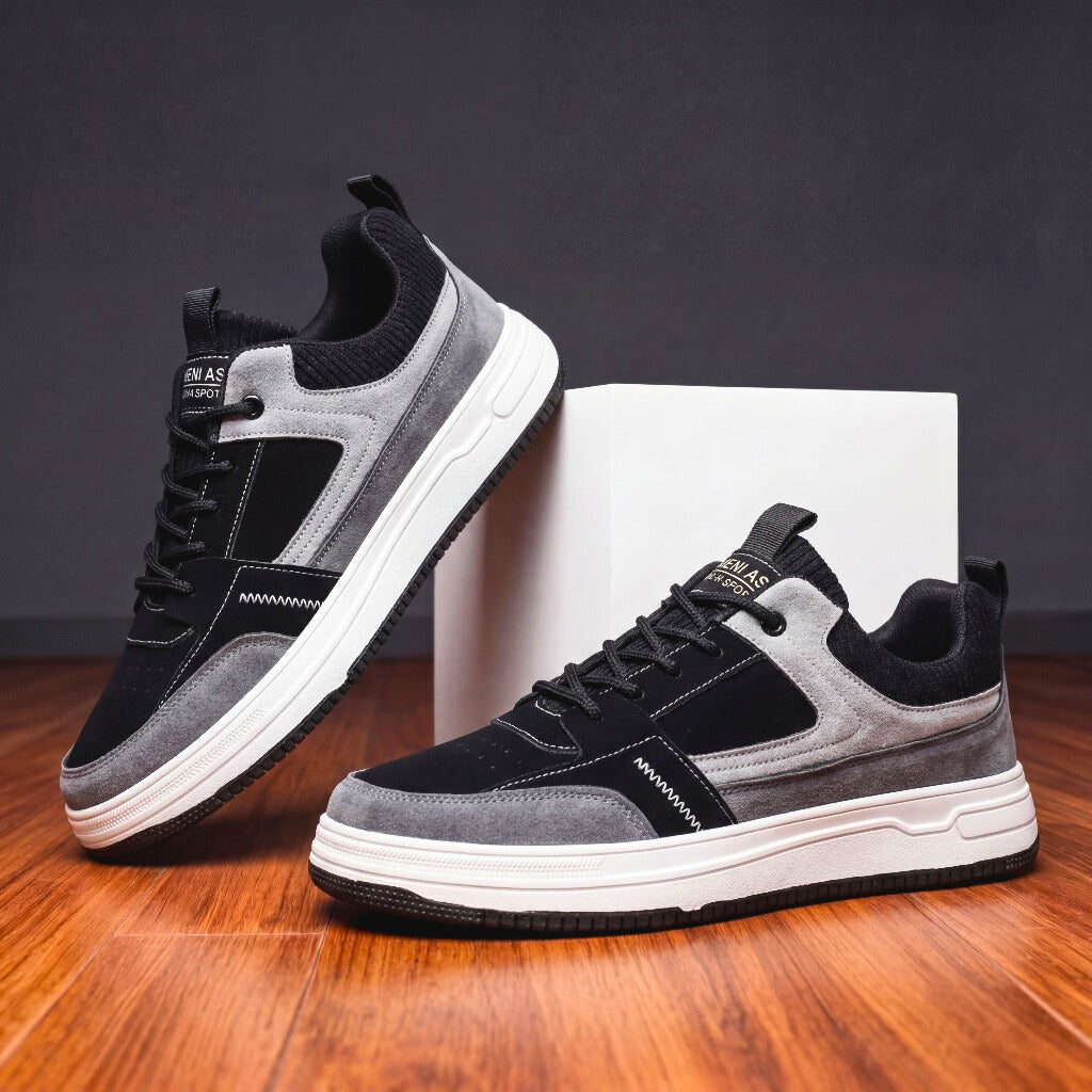 Baskets basses montantes en daim à empiècements color-block pour homme
