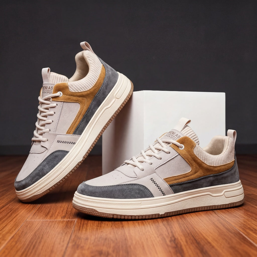Baskets basses montantes en daim à empiècements color-block pour homme