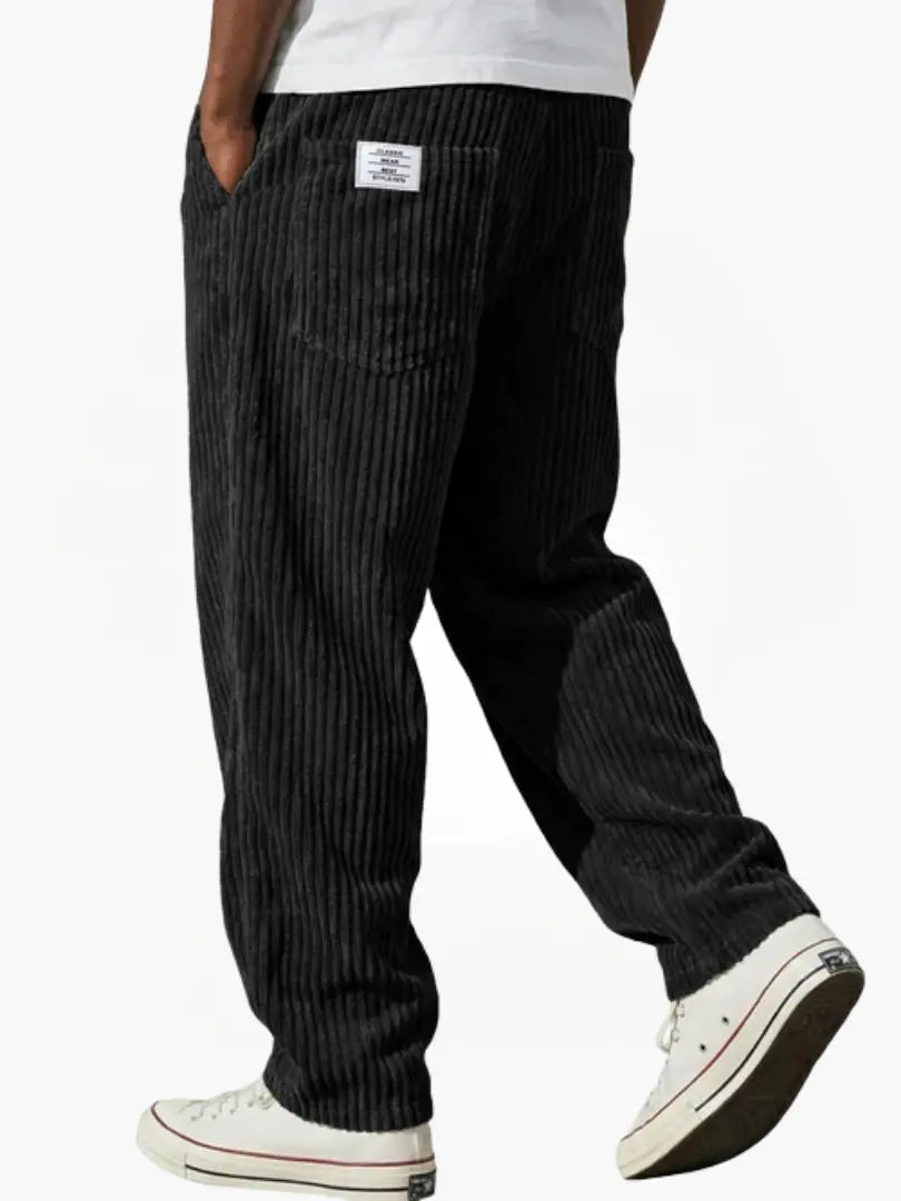 Men's Wide Leg Corduroy Trousers with Patch Pocket