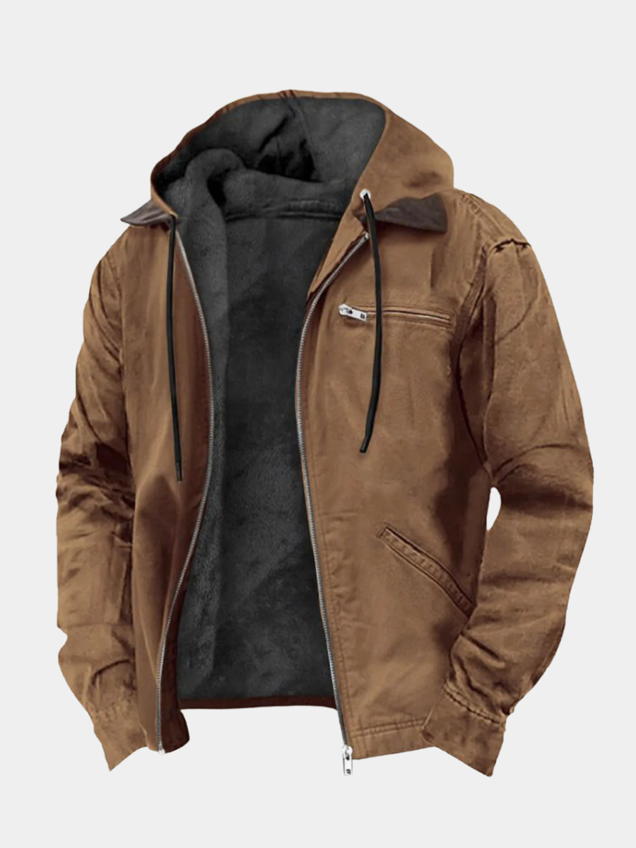 Men's Fleece-Lined Hooded Winter Jacket