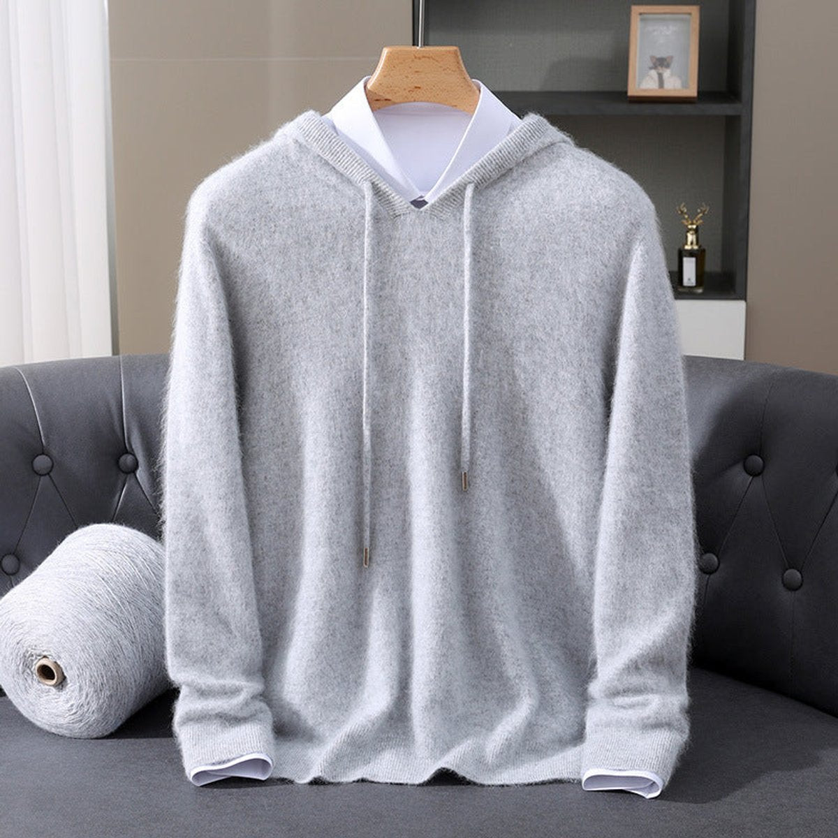 Men's Brushed Knit Hooded Pullover Sweater