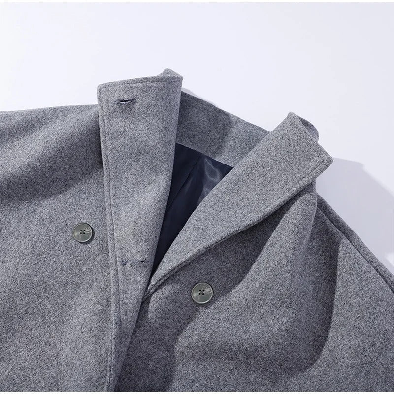 Women's Oversized Double-Breasted Coat with High Collar