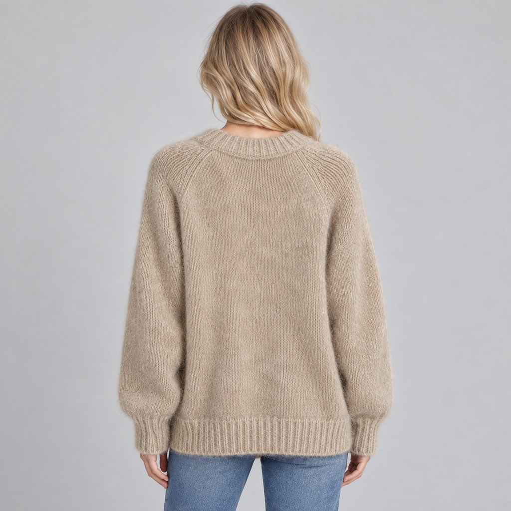 Women's Oversized Fuzzy Knit Crewneck Sweater