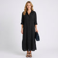 Button Front Midi Shirt Dress – Collared Roll Sleeve Style