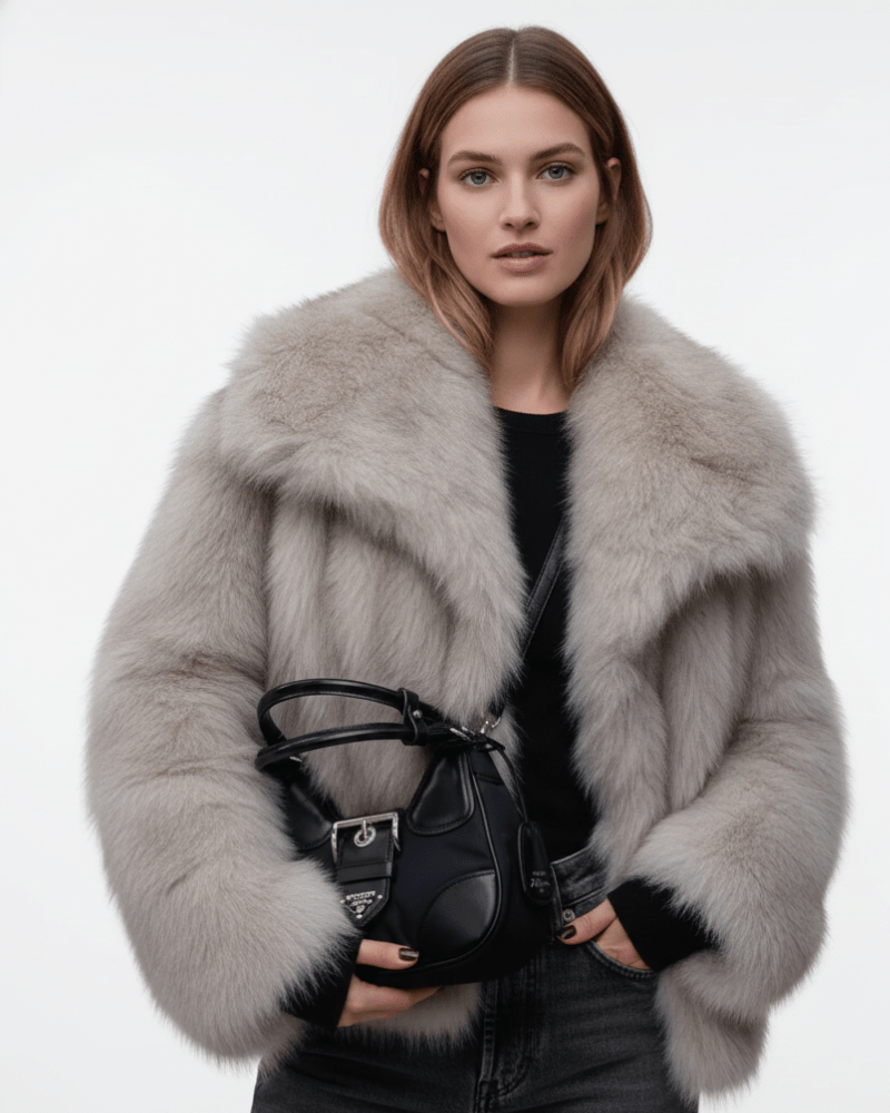 Women's Faux Fur Open Front Cropped Jacket