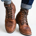 Men's Vintage Distressed Leather Lace-Up Boots