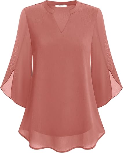 Chemisier fluide transparent en mousseline à col en V pour femme