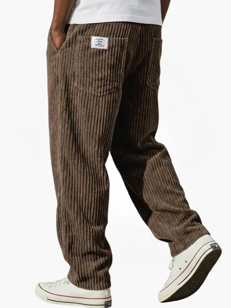 Men's Wide Leg Corduroy Trousers with Patch Pocket