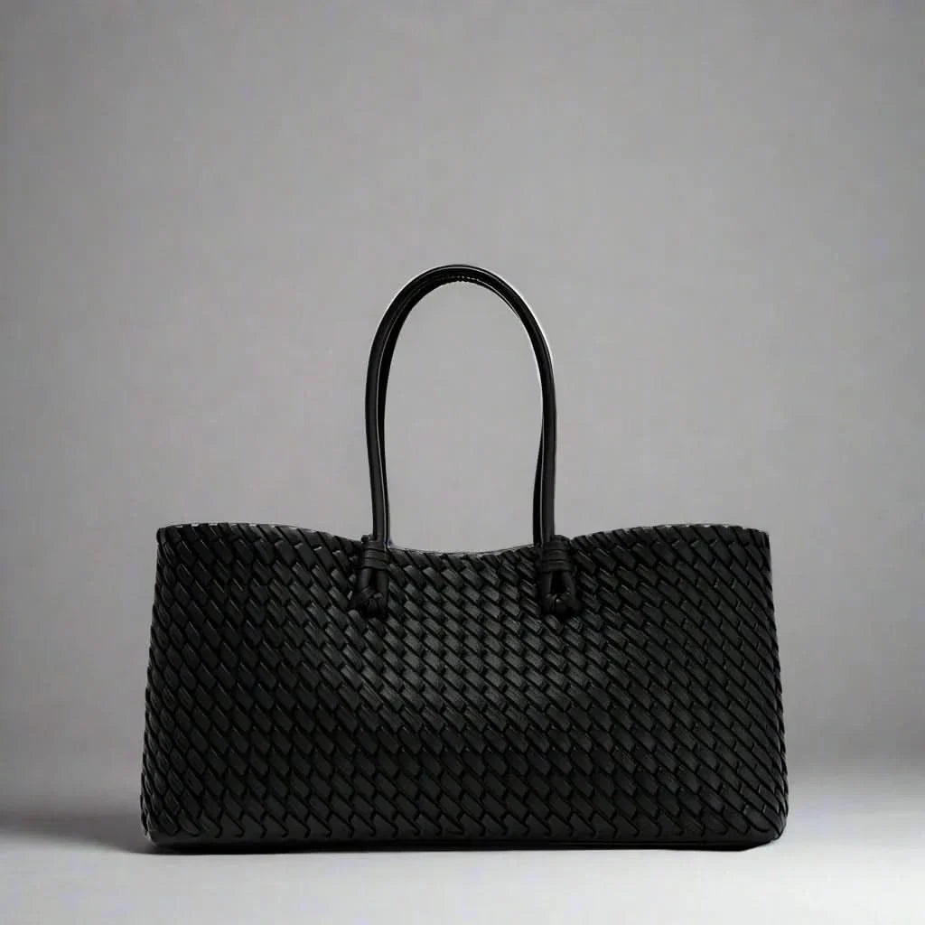 Women's Woven Leather Structured Tote Bag