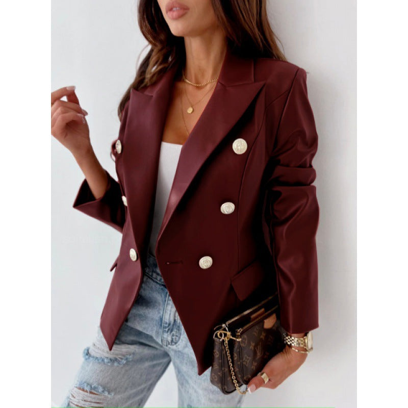 Women's Double-Breasted Button Tailored Blazer