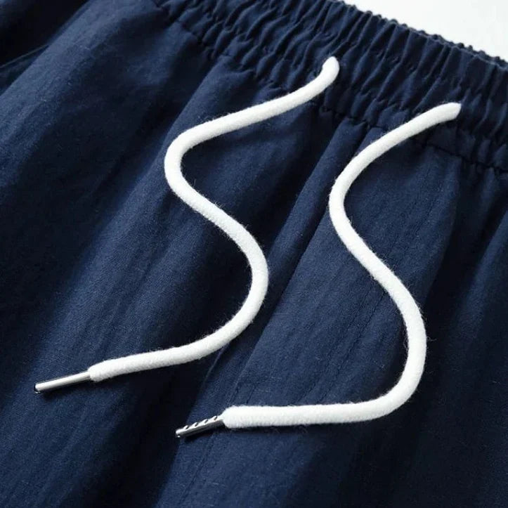 Men's Wide-Leg Linen Drawstring Trousers