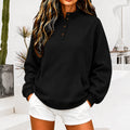 Sweat-shirt oversize pour femme à col montant boutonné