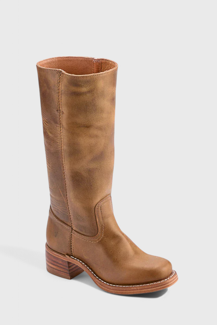 Women's Knee-High Boots with Stacked Block Heel