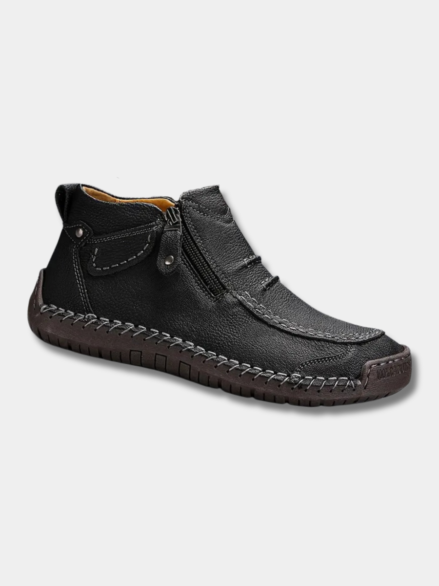 Men's Handstitched Leather Zip-Up Ankle Boots