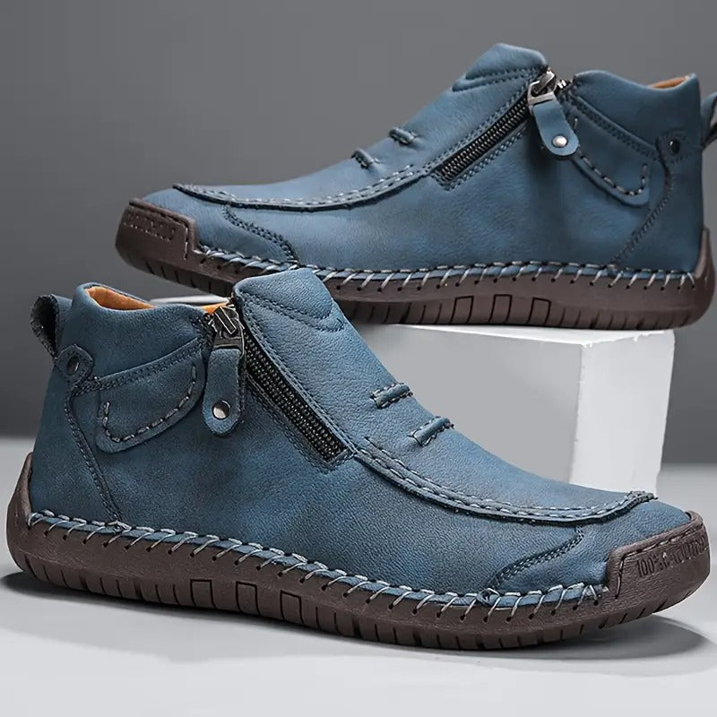 Men's Handstitched Leather Zip-Up Ankle Boots
