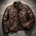 Men's Quilted Shoulder Faux Leather Racer Jacket