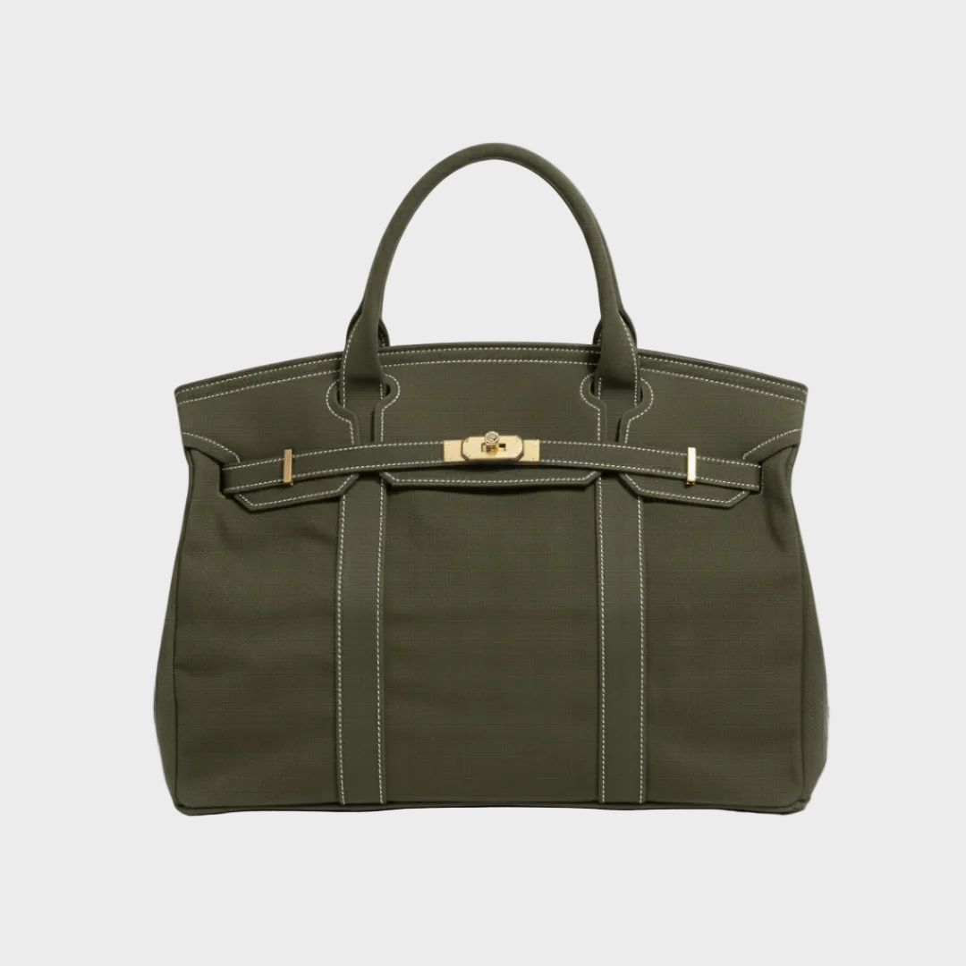 Women's Canvas Turn-Lock Top Handle Tote Bag