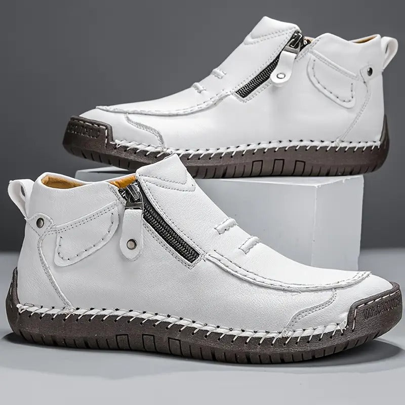 Men's Handstitched Leather Zip-Up Ankle Boots