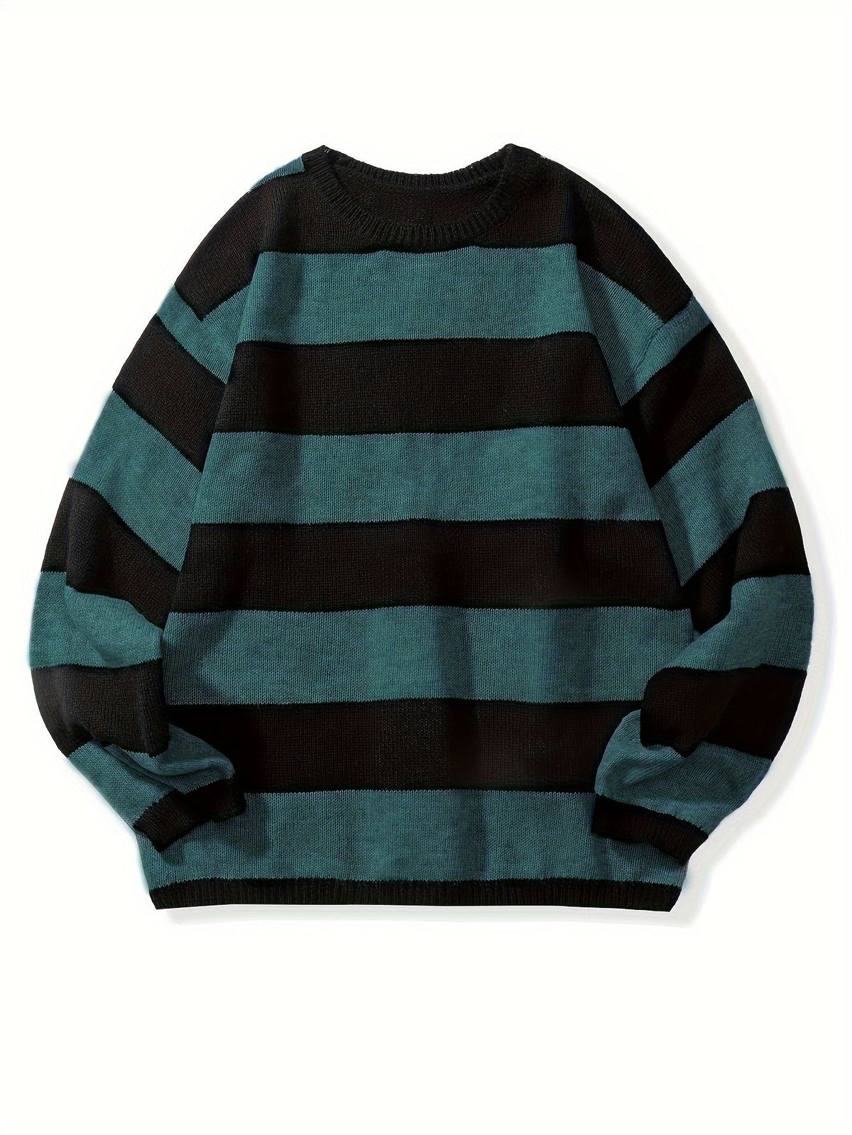Men's Striped Oversized Knit Crewneck Sweater