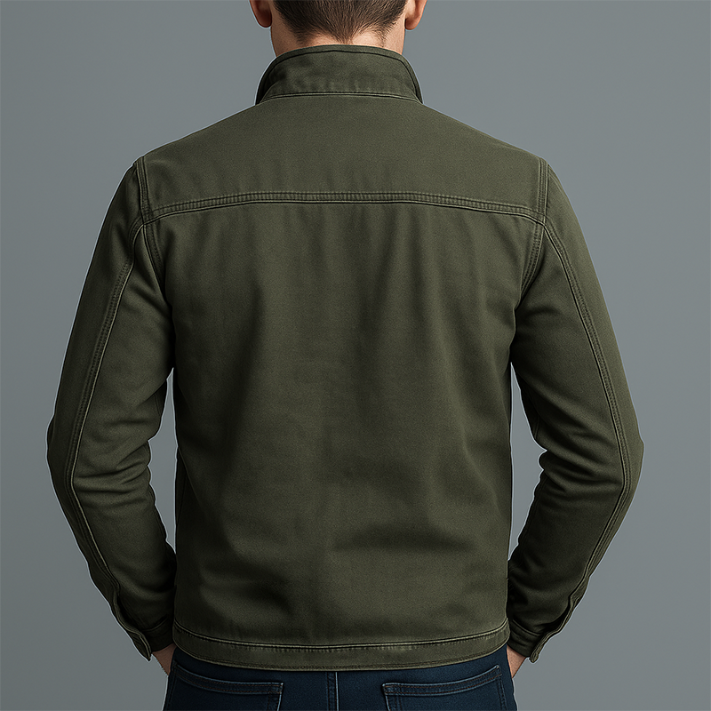 Men's Cotton Twill Stand Collar Zip Jacket