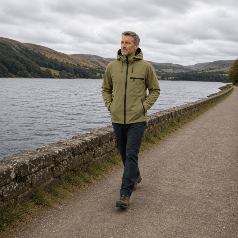 Men's Hooded Lightweight Shell Jacket with Chest Pocket