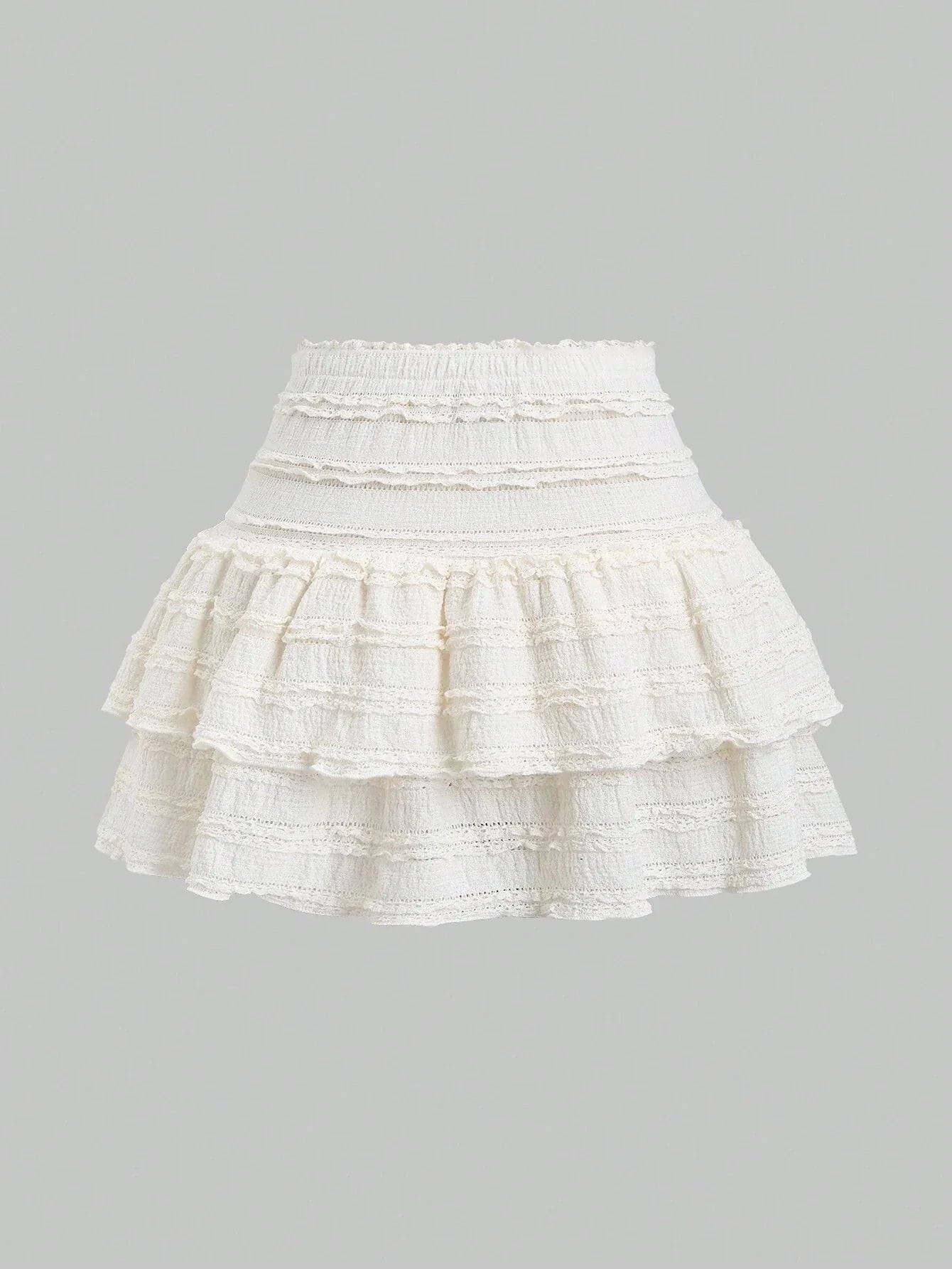 Tiered Ruffle Mini Skirt with Smocked Waist