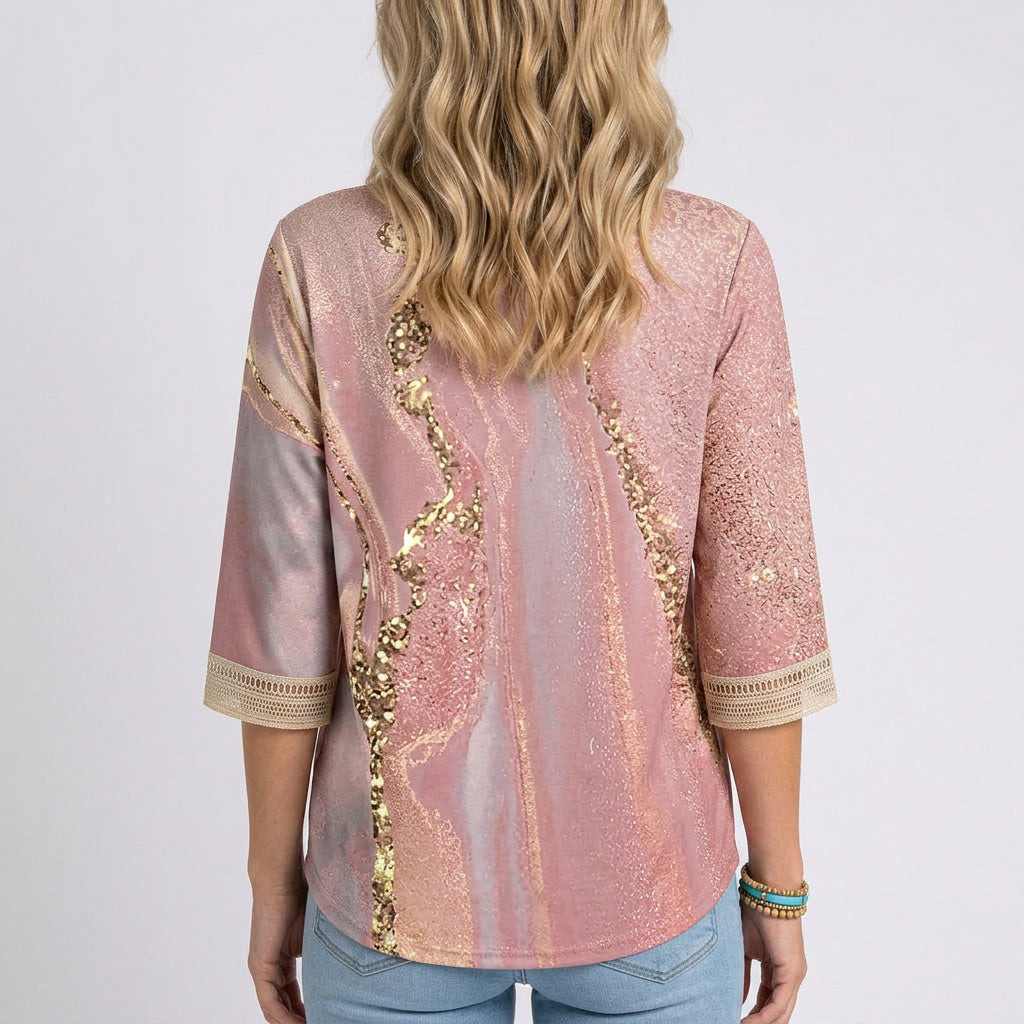 Blouse – V-Neck Printed Relaxed Style