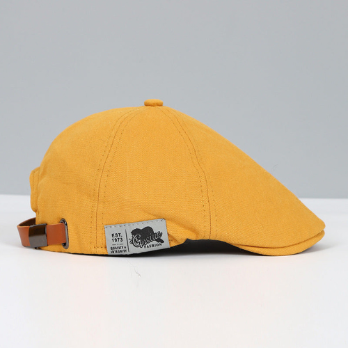 Casquette plate gavroche en coton avec bride en cuir réglable