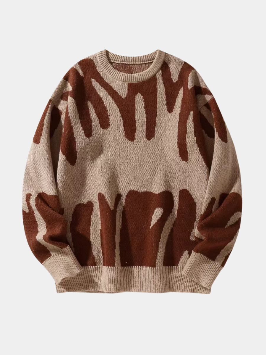 Men's Abstract Print Oversized Knit Sweater