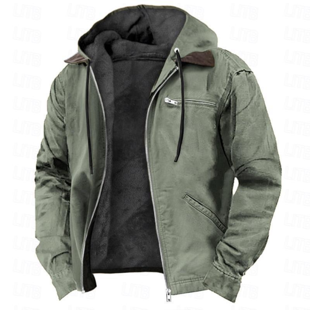 Men's Fleece-Lined Hooded Winter Jacket
